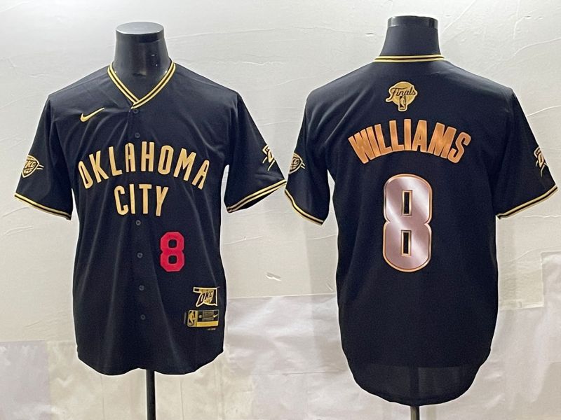 Men 2025 Oklahoma City Thunder #8 Williams Black Gold Nike Joint Name NBA Jersey style 15